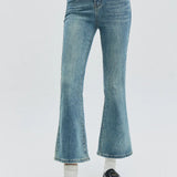 Flared Mid-Wash Jeans with Classic Five-Pocket Design