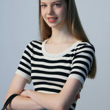 Striped Knit Short Sleeve Top