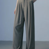 Pleated Wide-Leg Trousers with Waistband