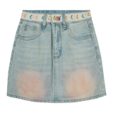 Women's Denim Mini Skirt with Colorful Woven Belt - Trendy and Versatile