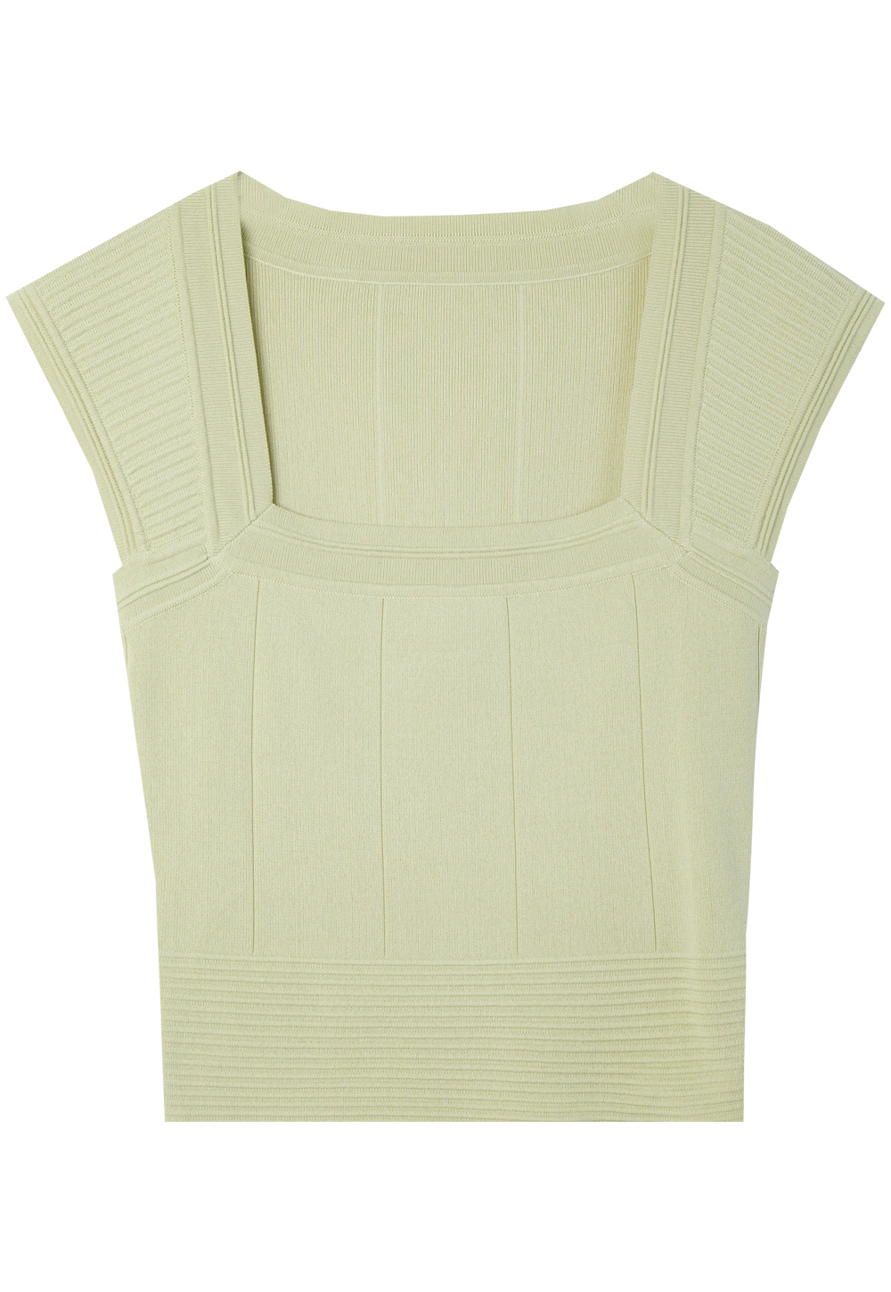 Women's Sleeveless Knit Top in Soft Yellow with Structured Design - Contemporary and Stylish