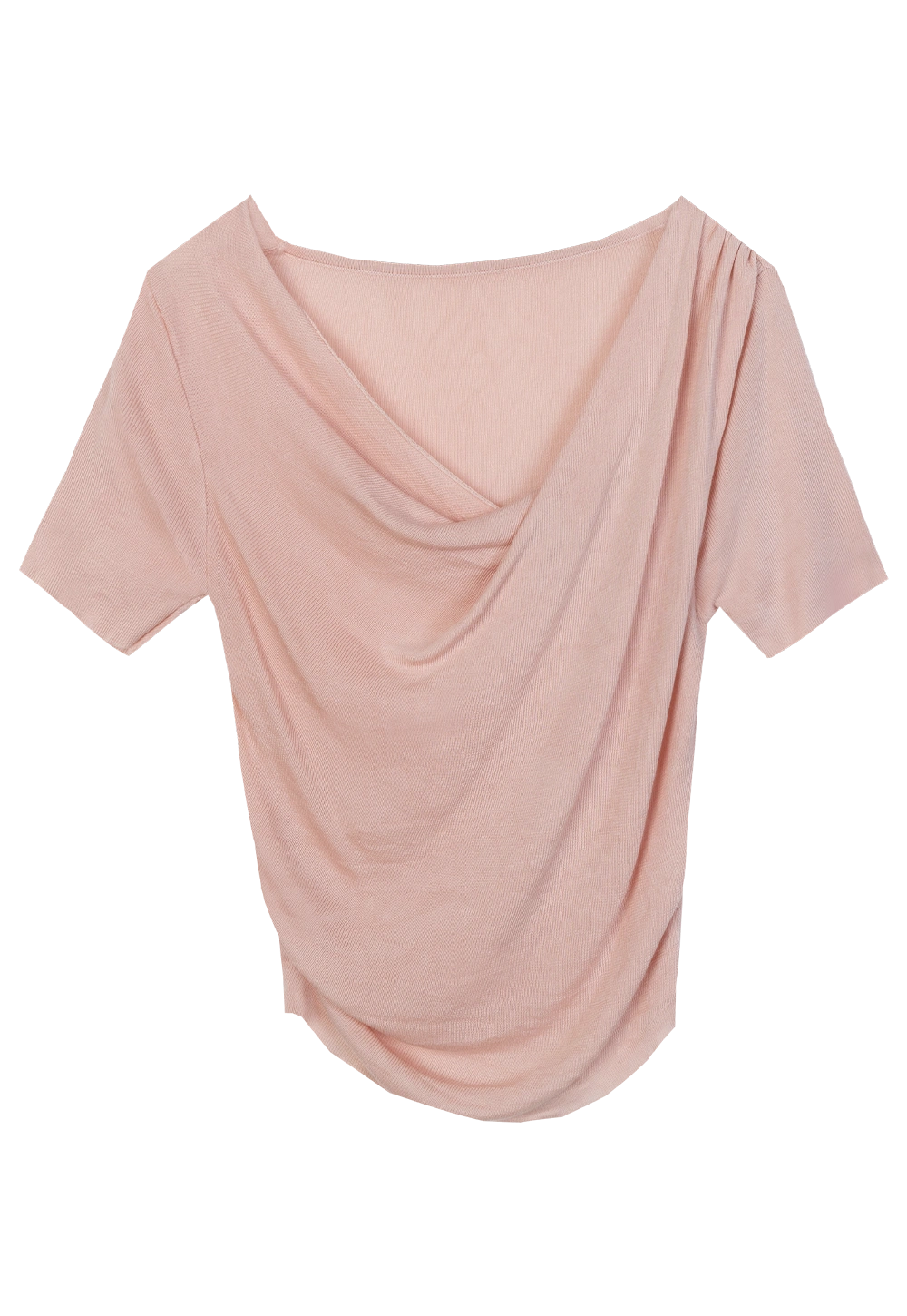 T-Shirt Berbalut Wanita - Garis Leher Tidak Simetri, Fabrik Lembut, Sesuai untuk Gaya Kasual Elegan