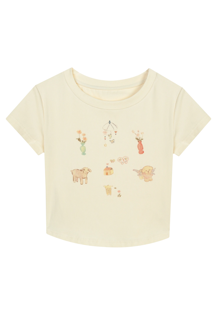 Women's Cute Animal and Floral Graphic T-Shirt