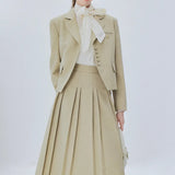 Chic Blazer and Pleated Skirt Ensemble