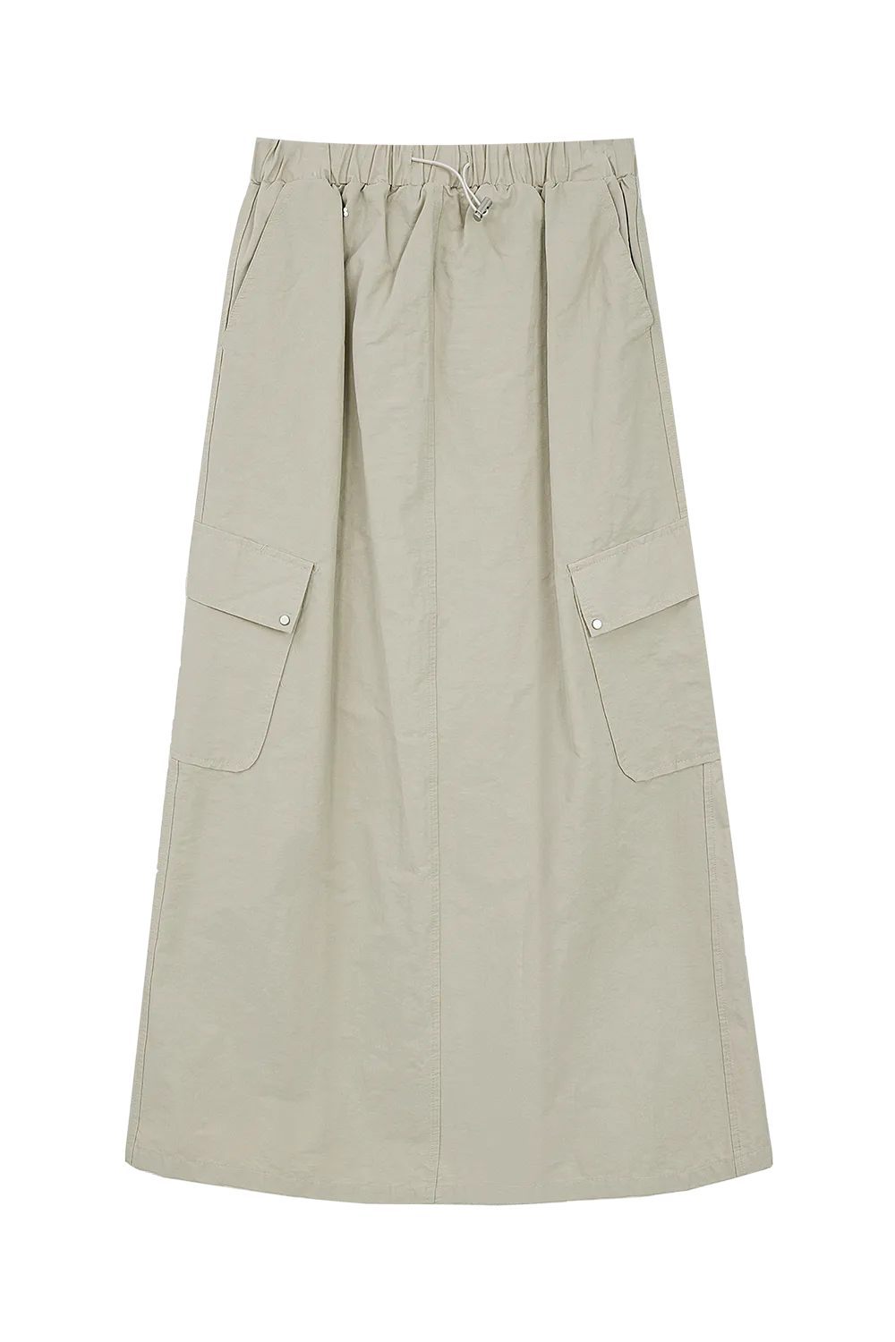 Skirt Midi Berinspirasikan Utiliti dengan Pinggang Bertali dan Poket Besar