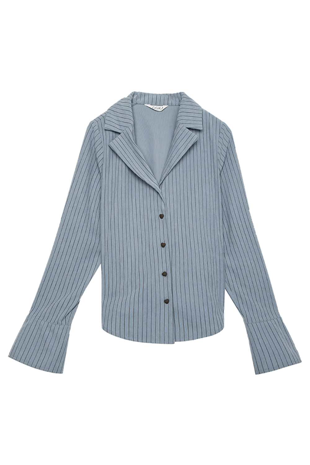 Women's Pinstripe Blouse with Bell Sleeves