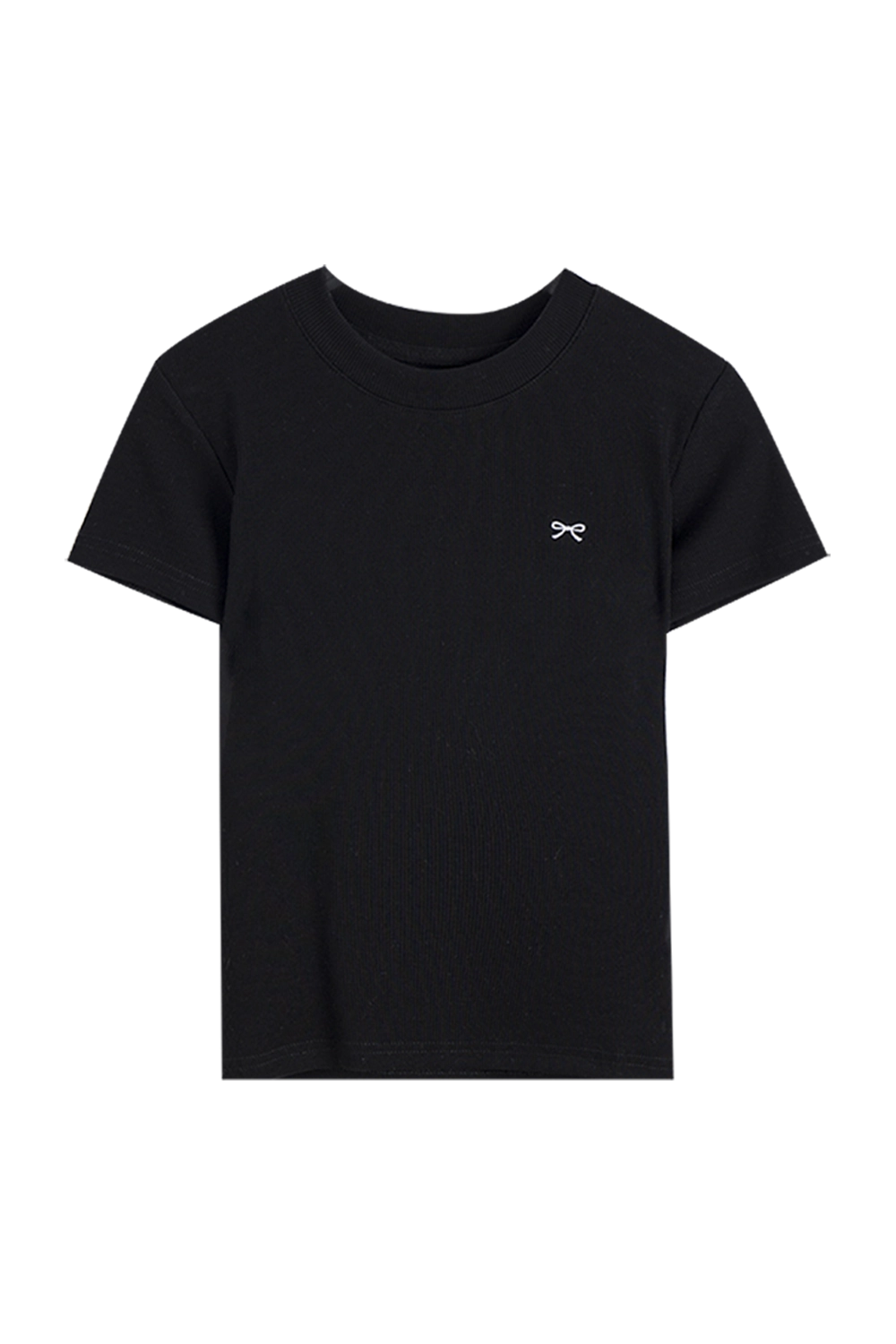 Women's Classic Black Tee with Petite Embroidery Detail
