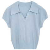 Lightweight Summer V-Neck Knit Shirt, Casual Comfort