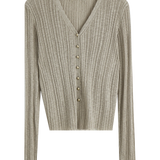 Women's V-Neck Button-Front Knitted Cardigan