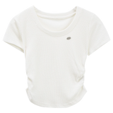 Women's Cinched Waist Round Neck Short Sleeve T-Shirt