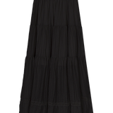Tiered Lace Trim Maxi Skirt - Lightweight, Flowy Design