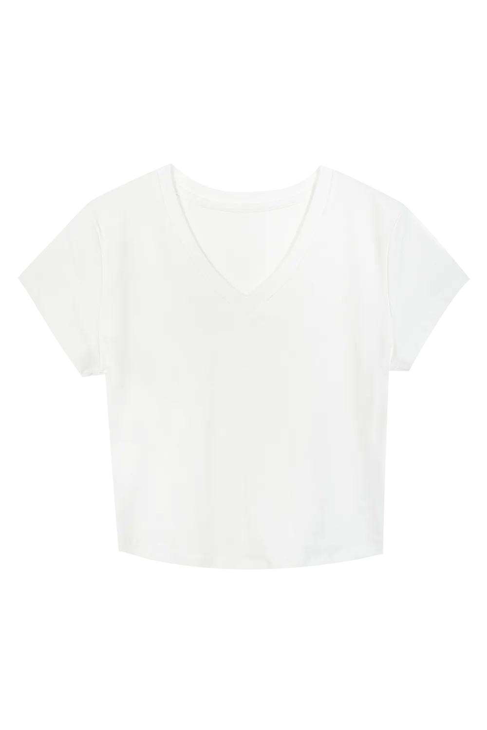 T-Shirt Leher V Lengan Pendek Wanita