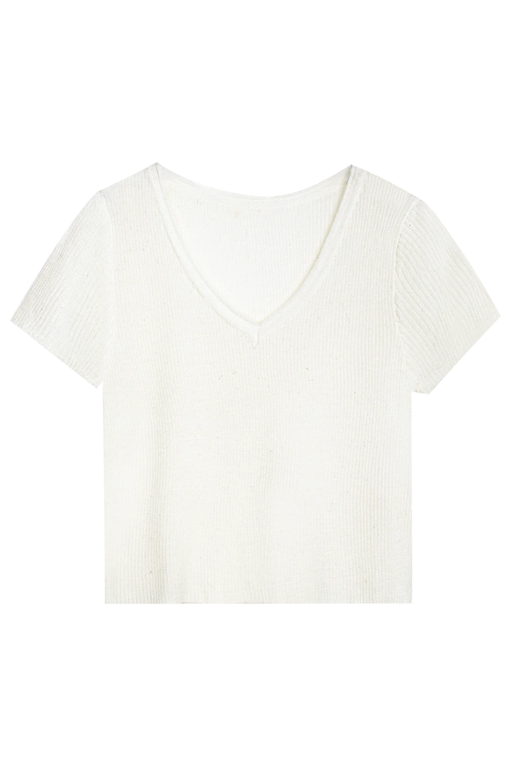 V-Neck Short Sleeve Knit Top, Simple and Comfortable