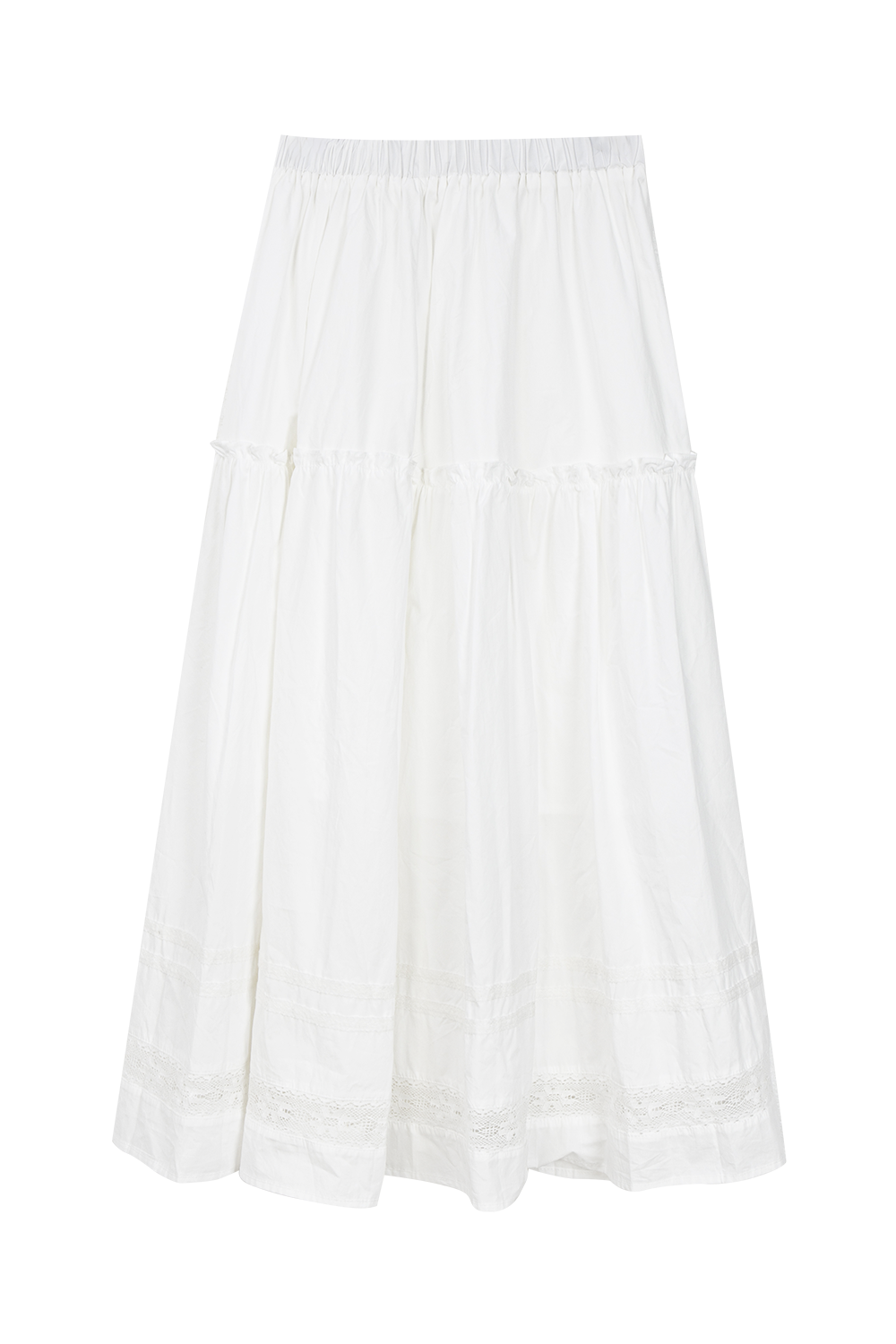 Skirt Midi Cotton White Lace - Pakaian Kasual Musim Panas