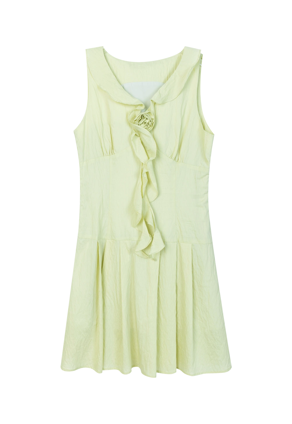 Women's Sleeveless Dress with Front Ruffle Detail