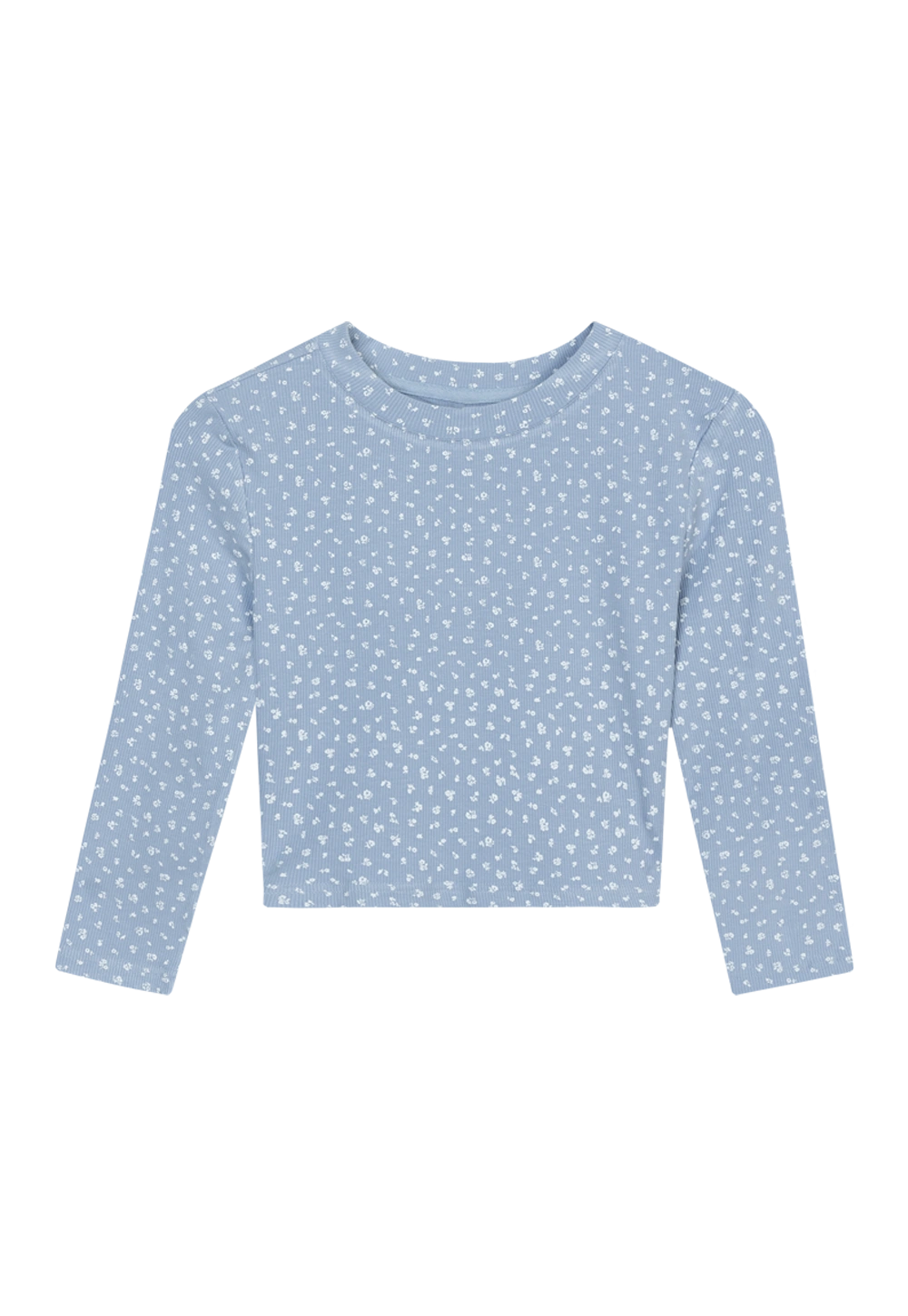 Women's Long Sleeve Floral Print Ribbed Top