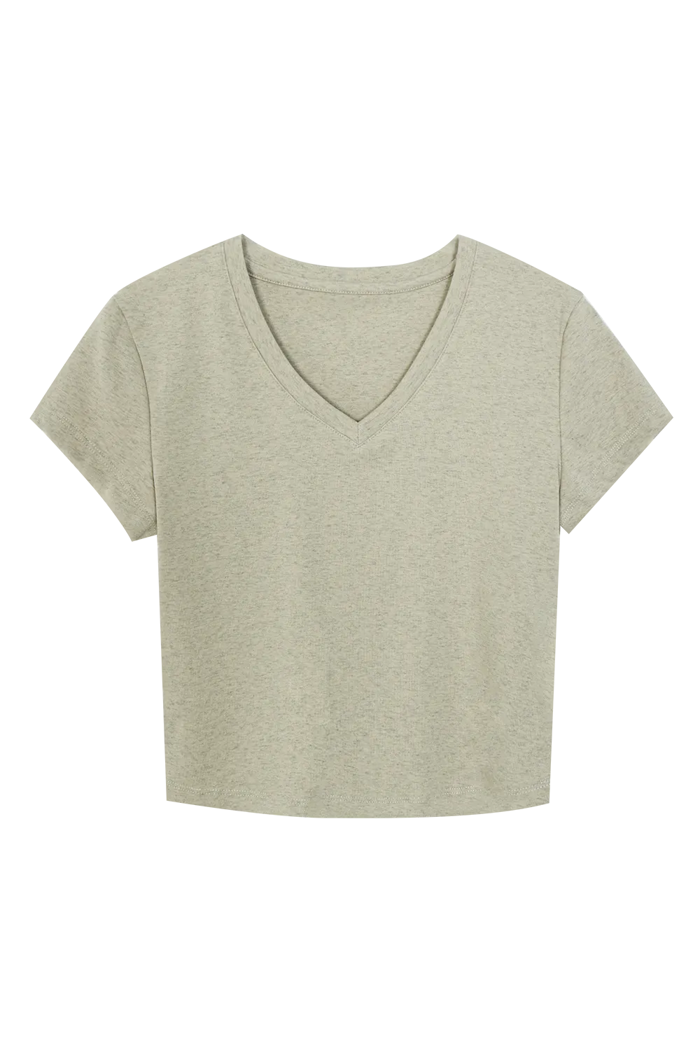 T-Shirt Leher V Lengan Pendek Wanita