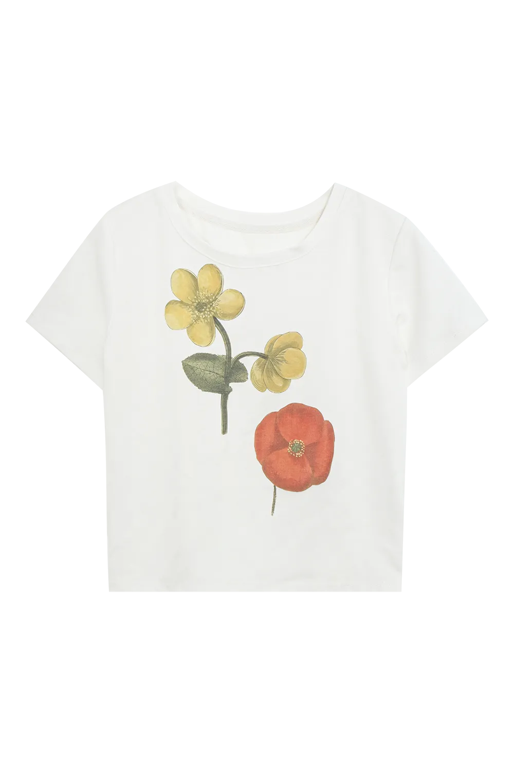 Floral Print Casual T-Shirt with Crew Neck