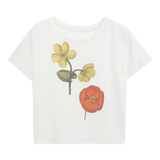 T-Shirt Kasual Cetak Bunga dengan Leher Krew
