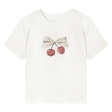 Cute Cherry Bow Print T-Shirt for Casual Summer Days