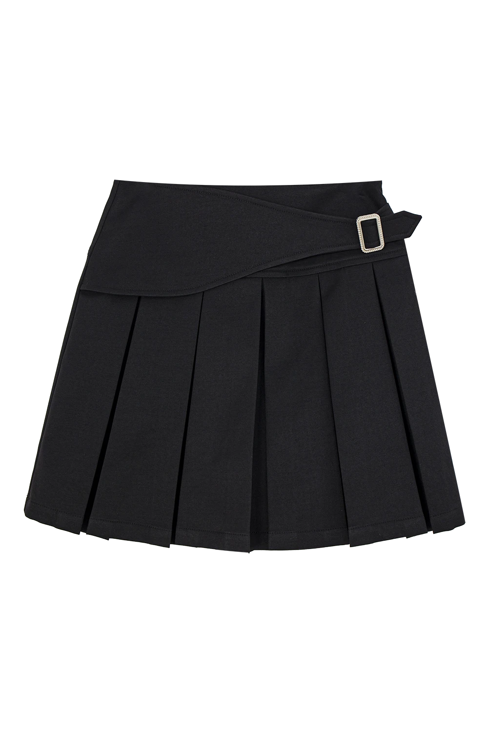 Chic High-Waisted Pleated Skirt with Trendy Side Buckle