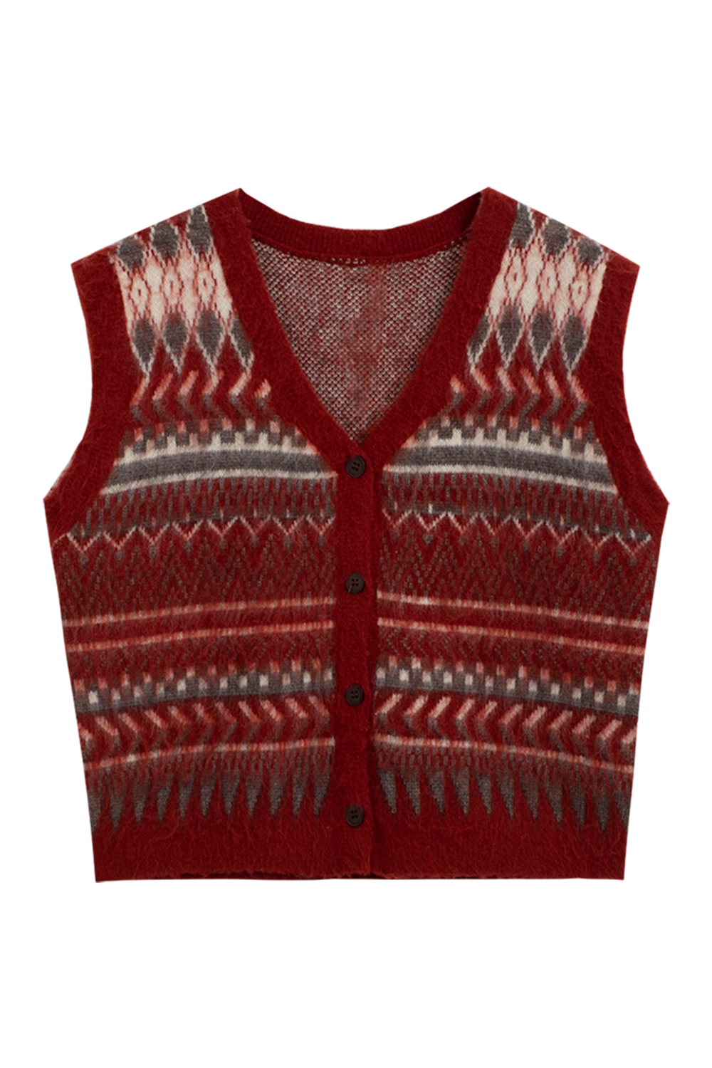 Women's Printed Knit Vest with Geometric Pattern