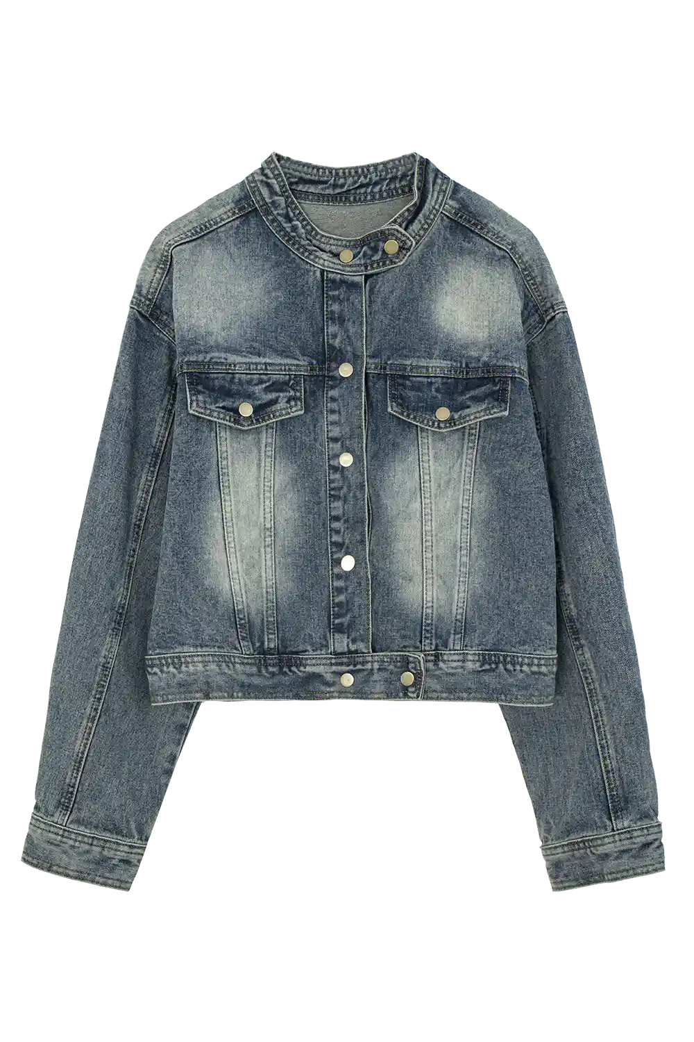 Chic Denim Jacket with Classic Pockets and Button Details