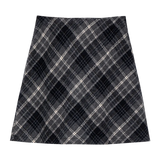 Skirt Mini A-Line Kotak-kotak Wanita - Corak Berkotak-kotak Bergaya