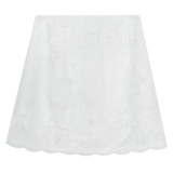 Chic White Lace Mini Skirt for Women - Floral Embroidery Detail