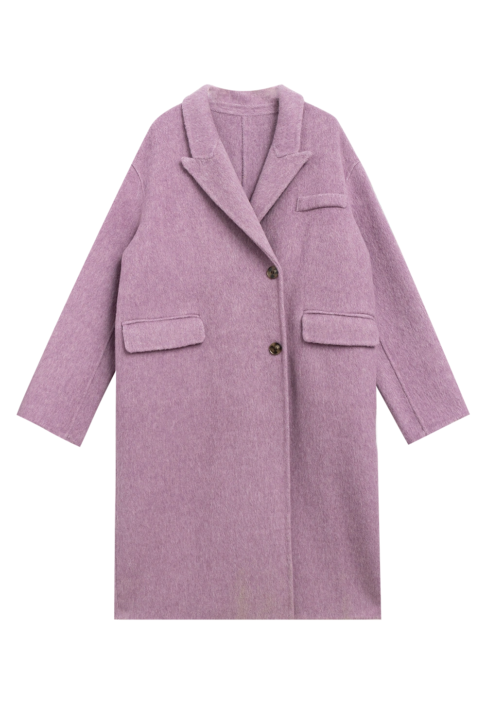 Women's Long Wool Blend Overcoat - Lavender