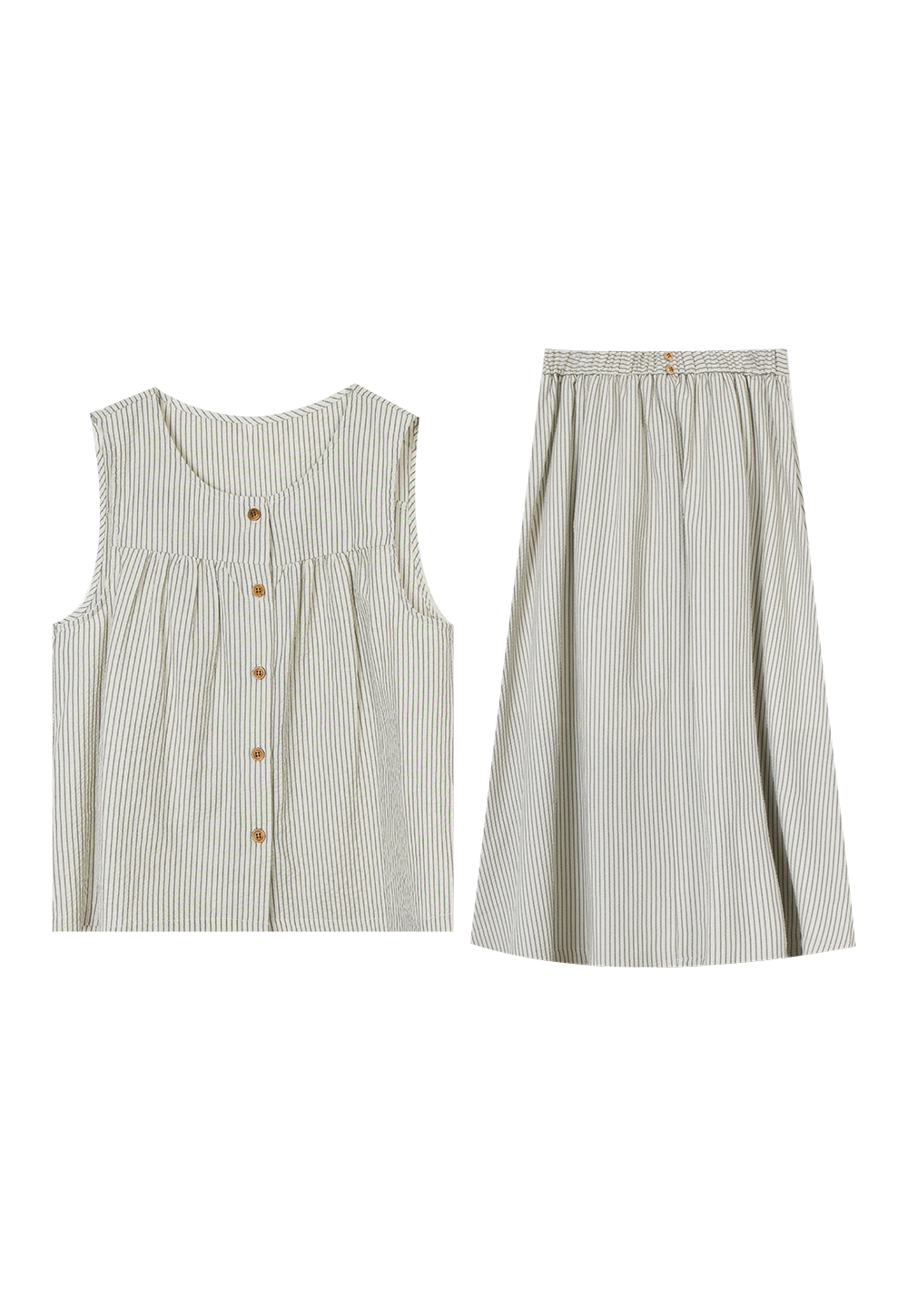 Women's Striped Sleeveless Top and Skirt Set