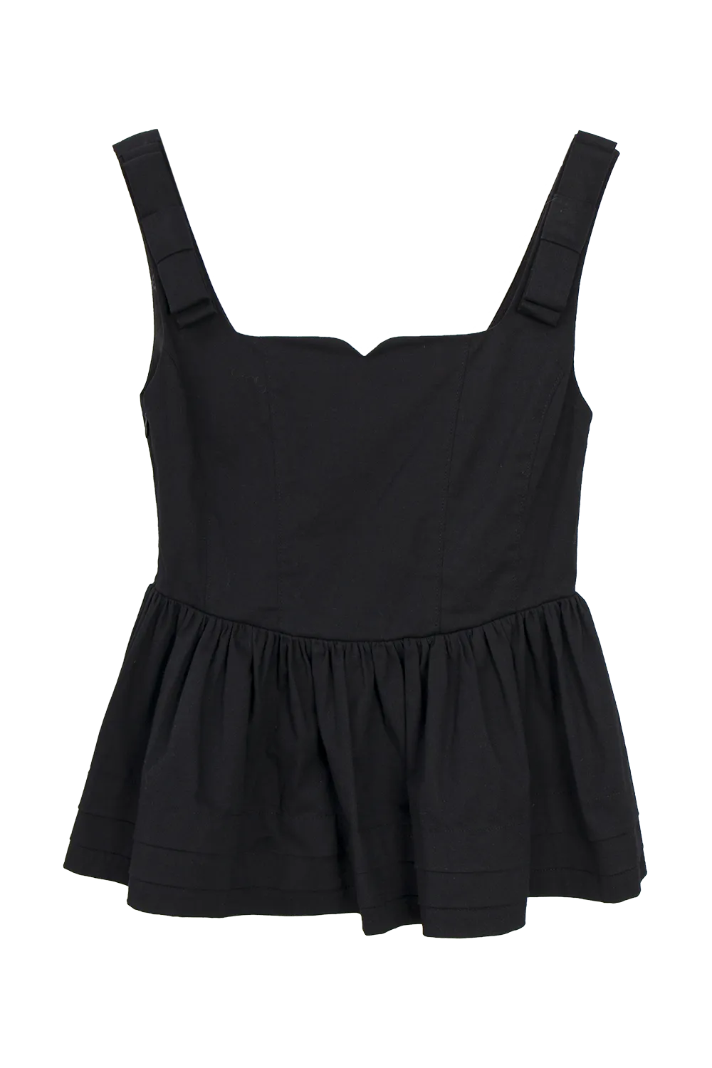 Chic Square Neck Peplum Top with Ruffle Hem and Adjustable Straps