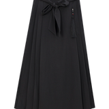 Skirt Berlipat A-Line yang bergaya dengan Perincian Tali leher & Rumbai yang Elegan