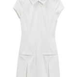 Women's White Short Sleeve Shirt Collar Dress