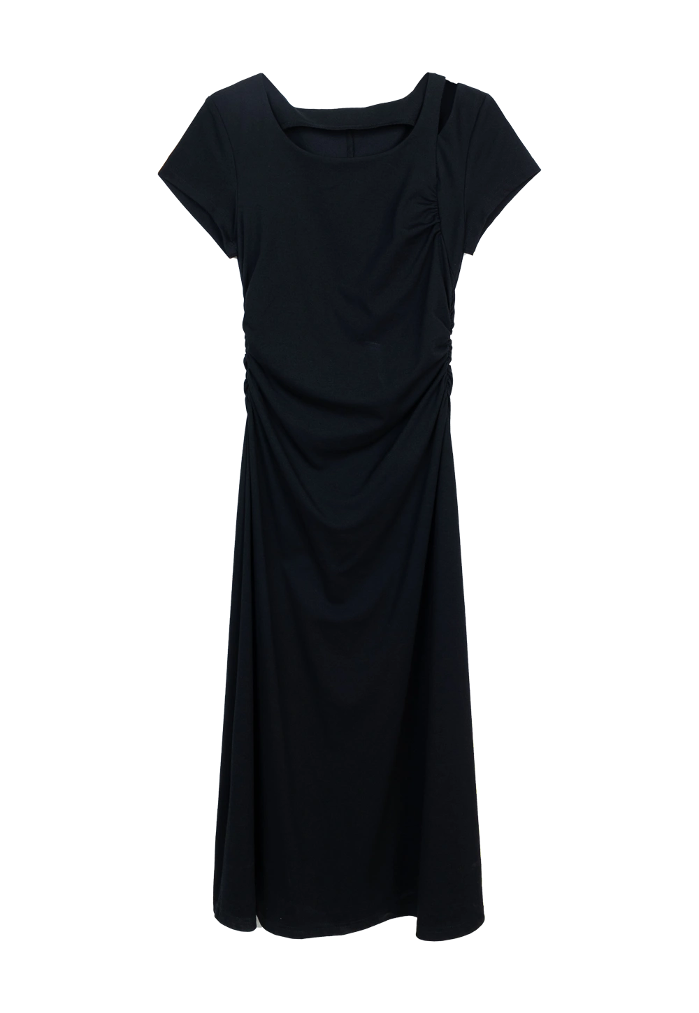 Women's Short Sleeve Ruched A-Line Dress