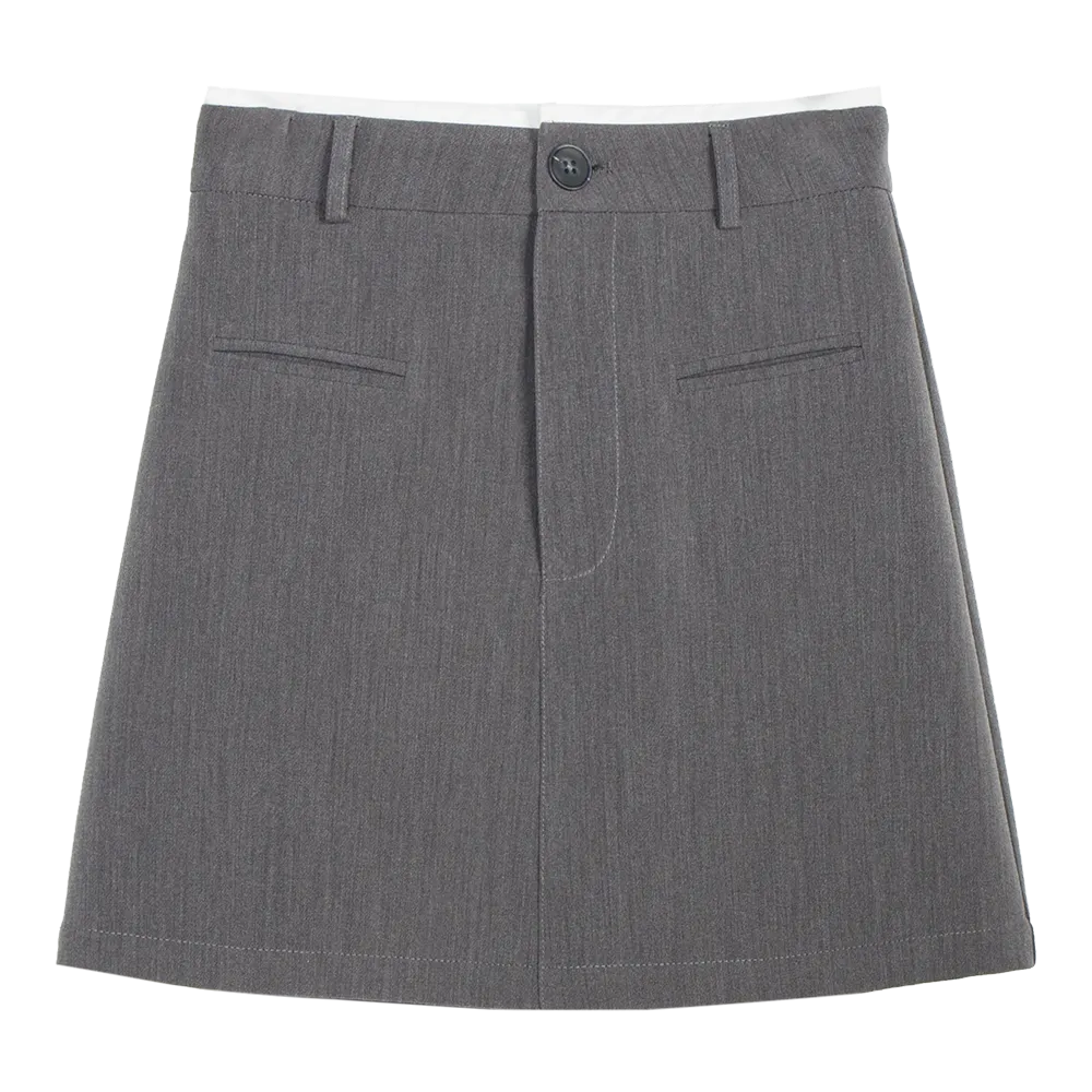 Mini Skirt Formal Wanita dengan Poket Depan