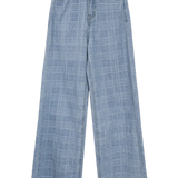 Textured Wide-Leg Denim Trousers - Relaxed Fit
