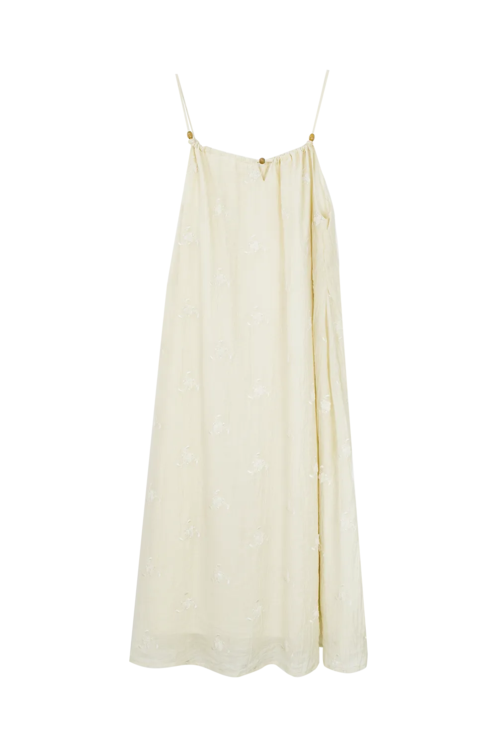 Floral Embellished Maxi Dress with Spaghetti Straps - Elegant Evening Wear