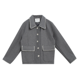 Woolen Women's Jacket with Buttons - Versatile for Everyday Wear