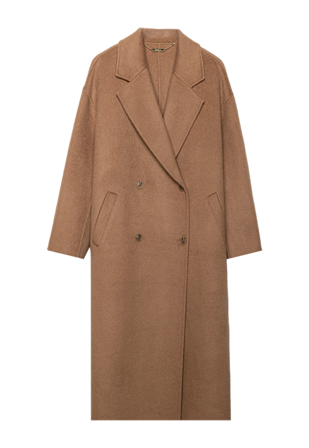 Women's Double-Breasted Wool Blend Overcoat with Notched Lapels