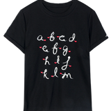 Women's T-Shirt with Alphabet and Heart Design - Casual and Trendy