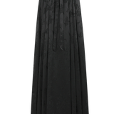 Elegant Black Floral Jacquard Midi Skirt with Waist Tie