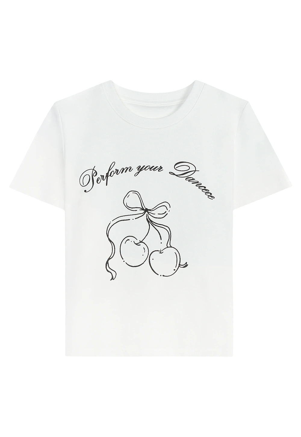 Women's White Cherry PrintT-Shirt